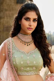 Picture of Exuberant Multi and Green Designer Indo-Western Lehenga Choli for Engagement, Sangeet, Party, and Reception