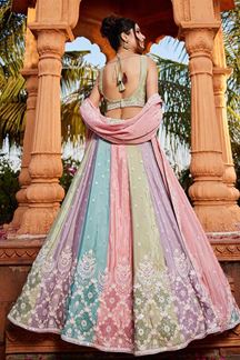 Picture of Captivating Multi and Pista Designer Indo-Western Lehenga Choli for Engagement, Sangeet, Reception, and Party