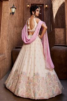 Picture of Appealing Cream Designer Indo-Western Lehenga Choli for Engagement, Sangeet, and Reception
