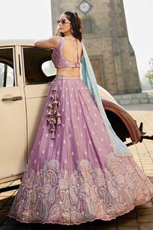 Picture of Flawless Lavender Designer Indo-Western Lehenga Choli for Engagement, Sangeet, Party, and Reception