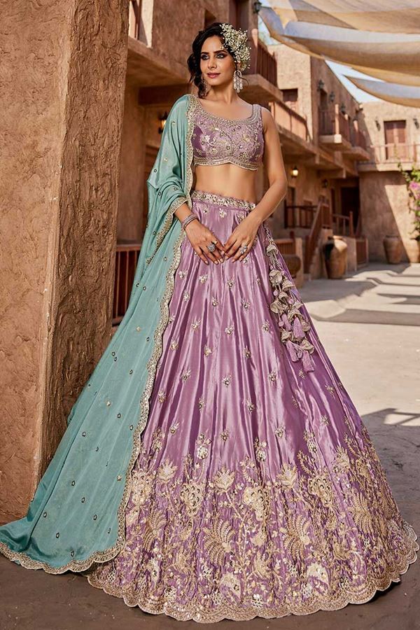 Picture of Trendy Lavender Designer Indo-Western Lehenga Choli for Engagement, Sangeet, and Reception