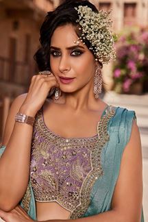 Picture of Trendy Lavender Designer Indo-Western Lehenga Choli for Engagement, Sangeet, and Reception