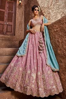 Picture of Marvelous Pink Designer Indo-Western Lehenga Choli for Engagement, Sangeet, and Reception