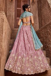 Picture of Marvelous Pink Designer Indo-Western Lehenga Choli for Engagement, Sangeet, and Reception