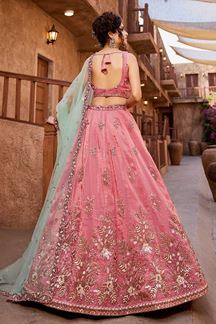 Picture of Lovely Pink Designer Indo-Western Lehenga Choli for Engagement, Sangeet, and Reception
