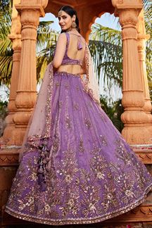 Picture of Smashing Purple Designer Indo-Western Lehenga Choli for Engagement, Sangeet, Reception, and Party