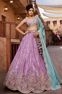 Picture of Delightful Lavender Designer Indo-Western Lehenga Choli for Engagement, Sangeet, and Reception