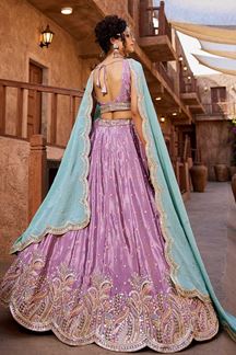 Picture of Delightful Lavender Designer Indo-Western Lehenga Choli for Engagement, Sangeet, and Reception