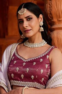 Picture of Creative Burgundy Designer Indo-Western Lehenga Choli for Engagement, Wedding, Sangeet, Reception, and Party