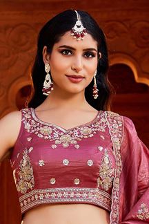 Picture of Bollywood Pink Designer Indo-Western Lehenga Choli for Engagement, Wedding, Sangeet, Reception, and Party