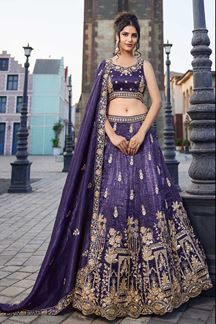 Picture of Beautiful Purple Designer Indo-Western Lehenga Choli for Wedding, Sangeet, Party, and Reception