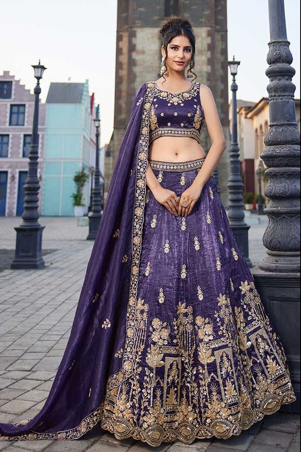 Picture of Beautiful Purple Designer Indo-Western Lehenga Choli for Wedding, Sangeet, Party, and Reception