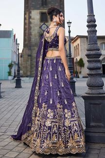 Picture of Beautiful Purple Designer Indo-Western Lehenga Choli for Wedding, Sangeet, Party, and Reception