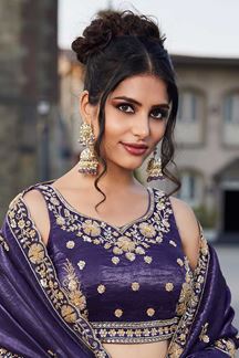 Picture of Beautiful Purple Designer Indo-Western Lehenga Choli for Wedding, Sangeet, Party, and Reception