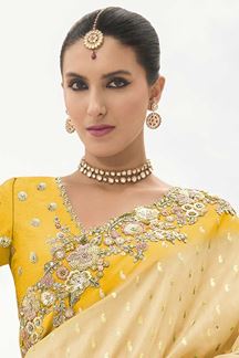 Picture of Royal Viscose Tissue Silk Designer Saree for Haldi, Party, Sangeet, and Engagement