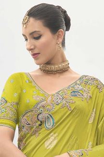 Picture of Delightful Viscose Tissue Silk Designer Saree for Party, Sangeet, Festivals, and Engagement