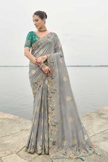 Picture of Lovely Viscose Tissue Silk Designer Saree for Party and Sangeet