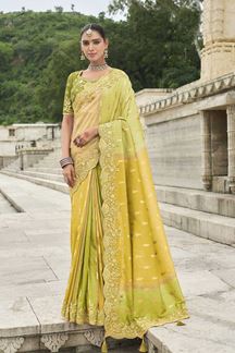 Picture of Charming Viscose Tissue Silk Designer Saree for Haldi, Party and Sangeet