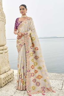Picture of Divine Viscose Tissue Silk Designer Saree for Party, Sangeet, Festivals, Engagement, and Reception
