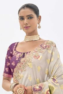 Picture of Divine Viscose Tissue Silk Designer Saree for Party, Sangeet, Festivals, Engagement, and Reception