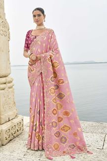 Picture of Astounding Viscose Tissue Silk Designer Saree for Party, Sangeet, Festivals, Engagement, and Reception