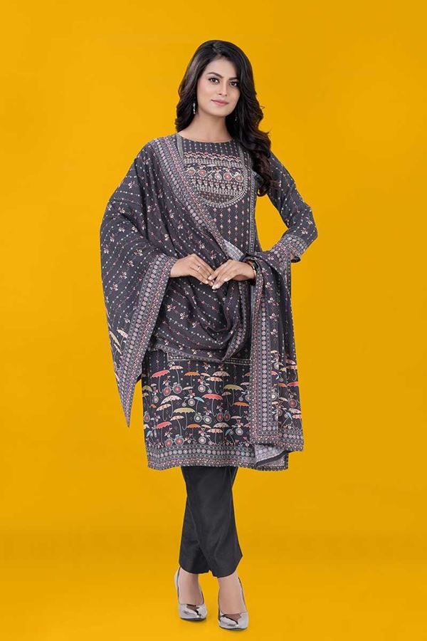 Picture of Alluring Grey Designer Straight Cut Suit for Party, Sangeet, and Festivals