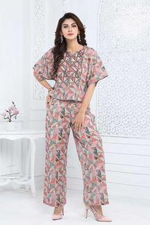 Picture of Smashing Peach Designer Co-Ord Set for Party