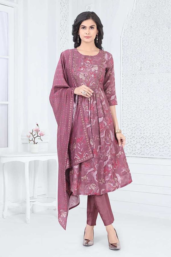 Picture of Amazing Wine Designer Straight Cut Suit for Party, Sangeet, and Festivals