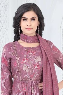 Picture of Amazing Wine Designer Straight Cut Suit for Party, Sangeet, and Festivals