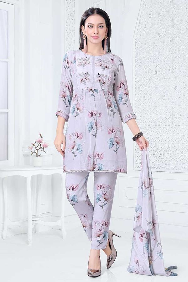 Picture of Classy Off-White Designer Straight Cut Suit for Party, Sangeet, and Festivals
