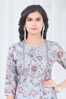 Picture of Enticing Blue Designer Straight Cut Suit for Party, Sangeet, and Festivals