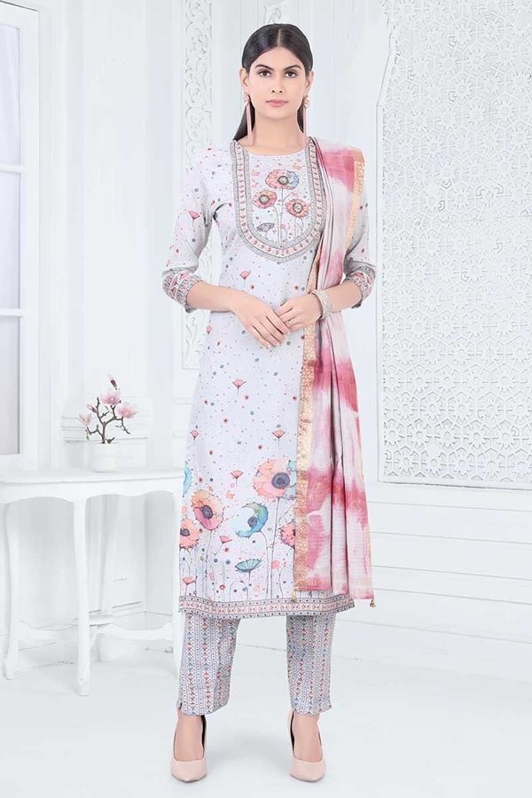 Picture of Irresistible Light Blue Designer Straight Cut Suit for Party, Sangeet, and Festivals