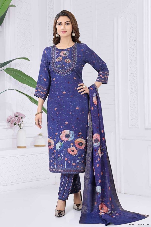 Picture of Delightful Navy Blue Designer Straight Cut Suit for Party, Sangeet, and Festivals