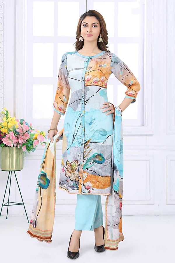 Picture of Exuberant Multi Designer Straight Cut Suit for Party, Sangeet, and Festivals