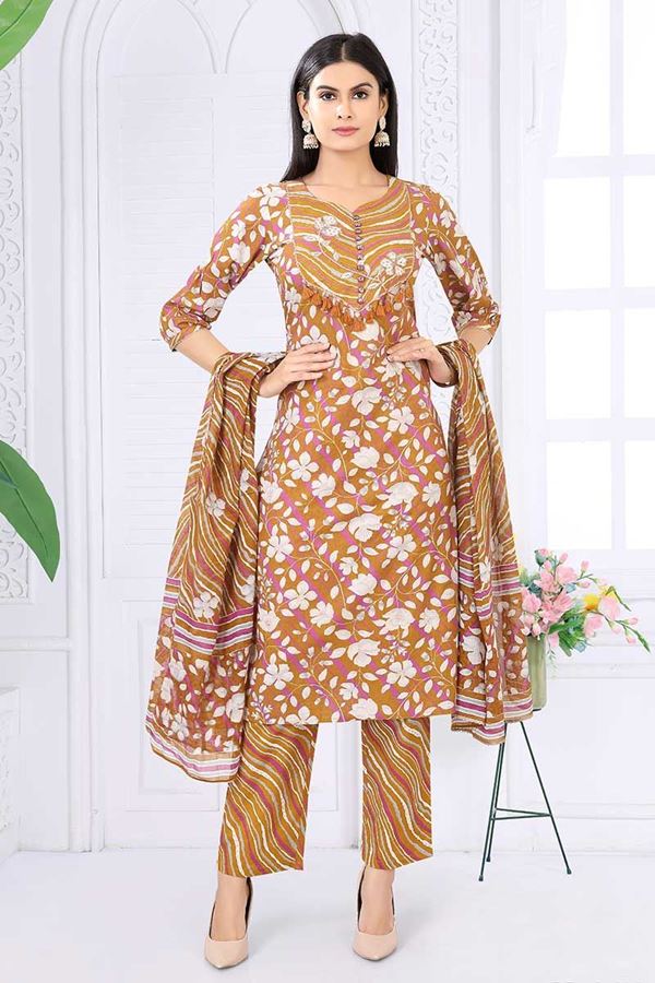 Picture of Trendy Brown Designer Straight Cut Suit for Party, Sangeet, and Festivals