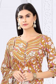 Picture of Trendy Brown Designer Straight Cut Suit for Party, Sangeet, and Festivals