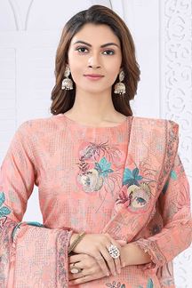 Picture of Astounding Peach Designer Straight Cut Suit for Party, Sangeet, and Festivals