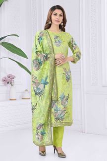 Picture of Heavenly Lemon Yellow Designer Straight Cut Suit for Party, Sangeet, and Festivals
