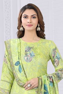 Picture of Heavenly Lemon Yellow Designer Straight Cut Suit for Party, Sangeet, and Festivals