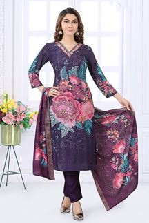 Picture of Attractive Navy Blue Designer Straight Cut Suit for Party, Sangeet, and Festivals