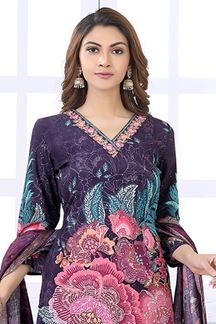 Picture of Attractive Navy Blue Designer Straight Cut Suit for Party, Sangeet, and Festivals
