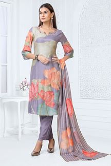 Picture of Glamorous Lavender Designer Straight Cut Suit for Party, Sangeet, and Festivals