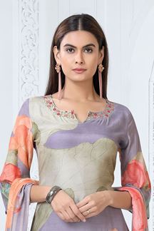 Picture of Glamorous Lavender Designer Straight Cut Suit for Party, Sangeet, and Festivals