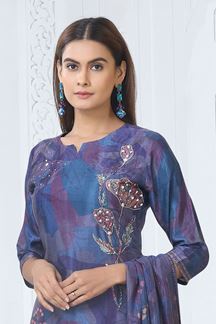 Picture of Smashing Navy Blue Designer Straight Cut Suit for Party, Sangeet, and Festivals