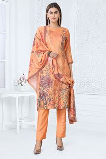 Picture of Spectacular Coral Designer Straight Cut Suit for Party, Sangeet, and Festivals