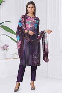 Picture of Outstanding Violet Designer Straight Cut Suit for Party, Sangeet, and Festivals