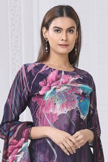 Picture of Outstanding Violet Designer Straight Cut Suit for Party, Sangeet, and Festivals