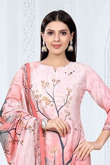Picture of Bollywood Peach Designer Straight Cut Suit for Party, Sangeet, and Festivals