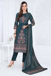 Picture of Mesmerizing Teal Designer Straight Cut Suit for Party, Sangeet, and Festivals