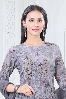Picture of Aesthetic Grey Designer Straight Cut Suit for Party, Sangeet, and Festivals